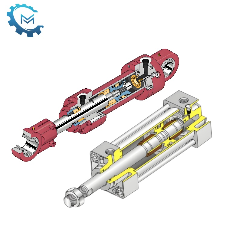 What are the differences between hydraulic cylinders and pneumatic cylinders?